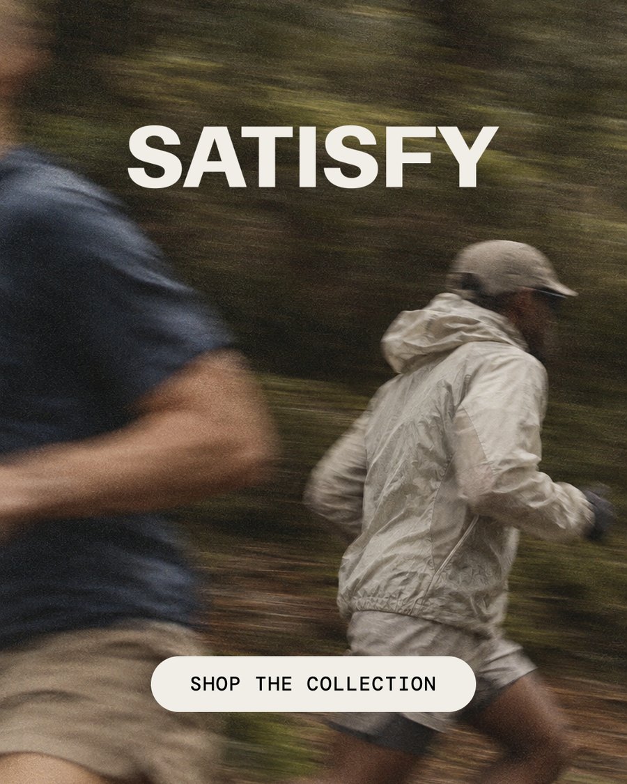 Example static ad for a running apparel brand: motion blur with logo